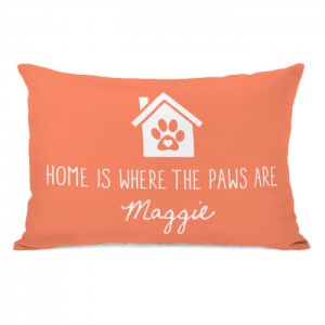 One Bella Casa Personalized Home Is Where the Paws Are Lumbar Pillow HMW7939